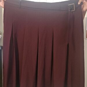 Worthington Maroon A-Line Skirt with Belt